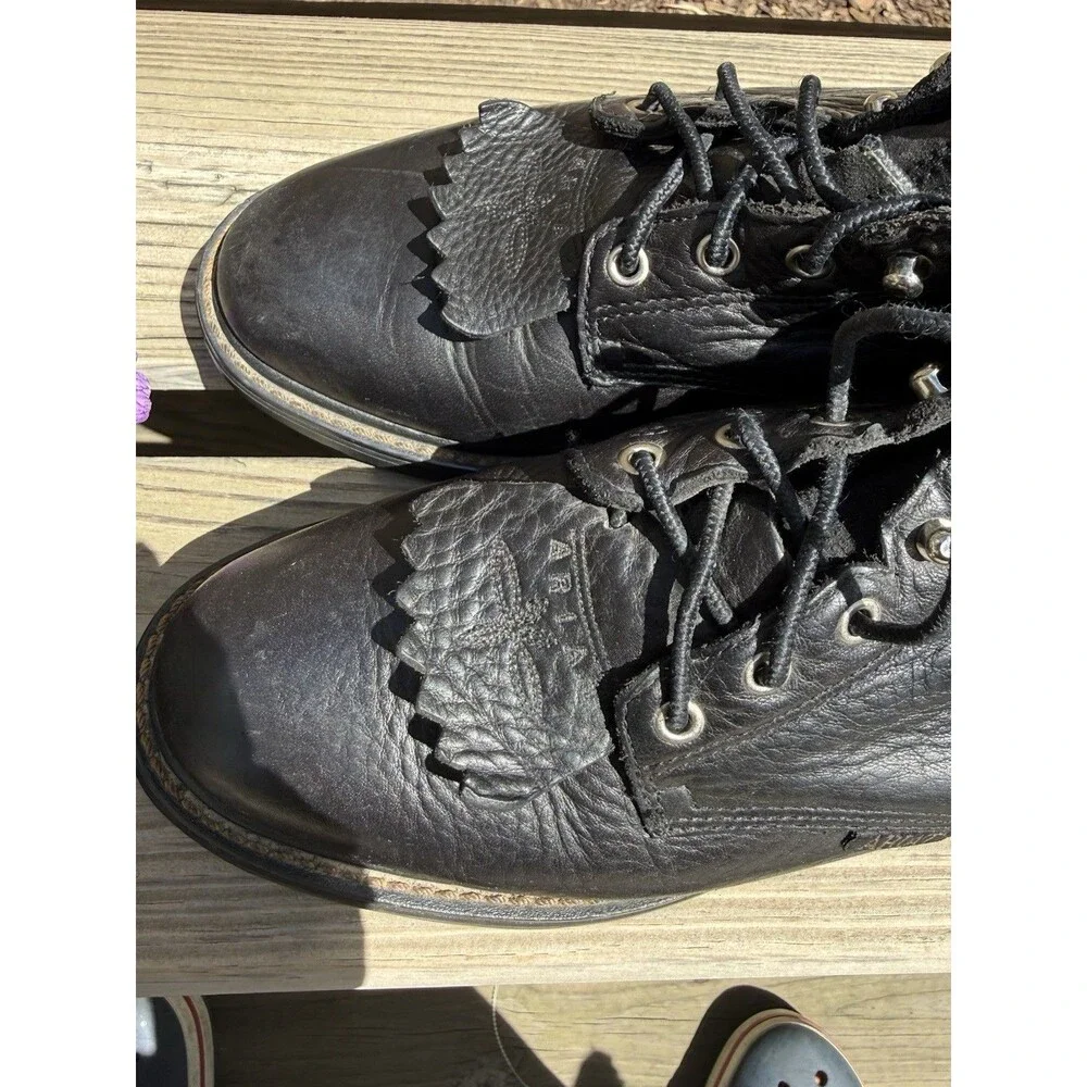 Ariat Womens Boots Size 8b Black Leather Lace Up ATS Sole Style 31001 Kiltie - Picture 8 of 9